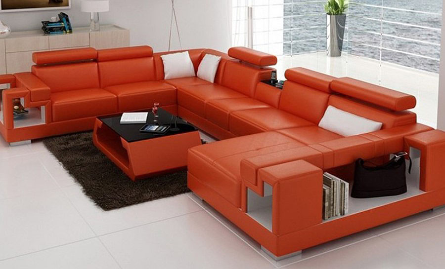 Lumere - U Leather Sofa Lounge Set